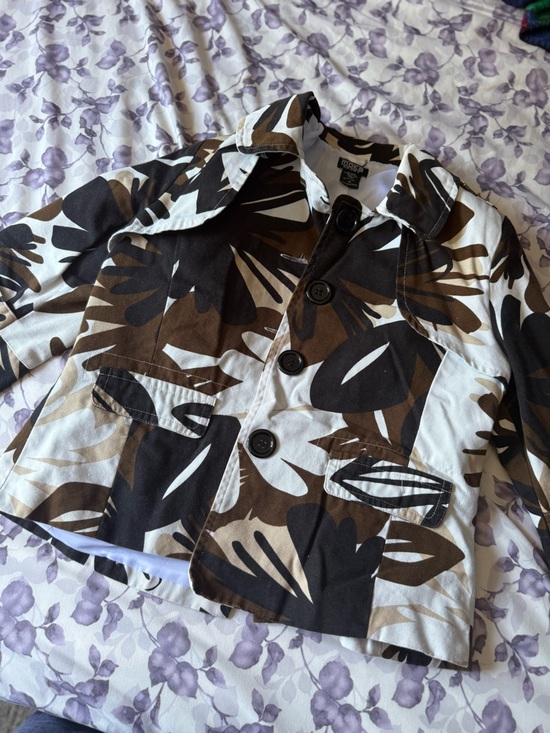 Moka Sport Jackets & Blazers - Moka Sport Floral Print Button-Front Jacket in Brown, Black & Cream